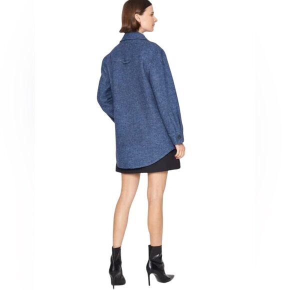 Club Monaco Cozy shirt Jacket Shacket Wool Heather Blue Coat Oversize Lined Cozy - Picture 2 of 16